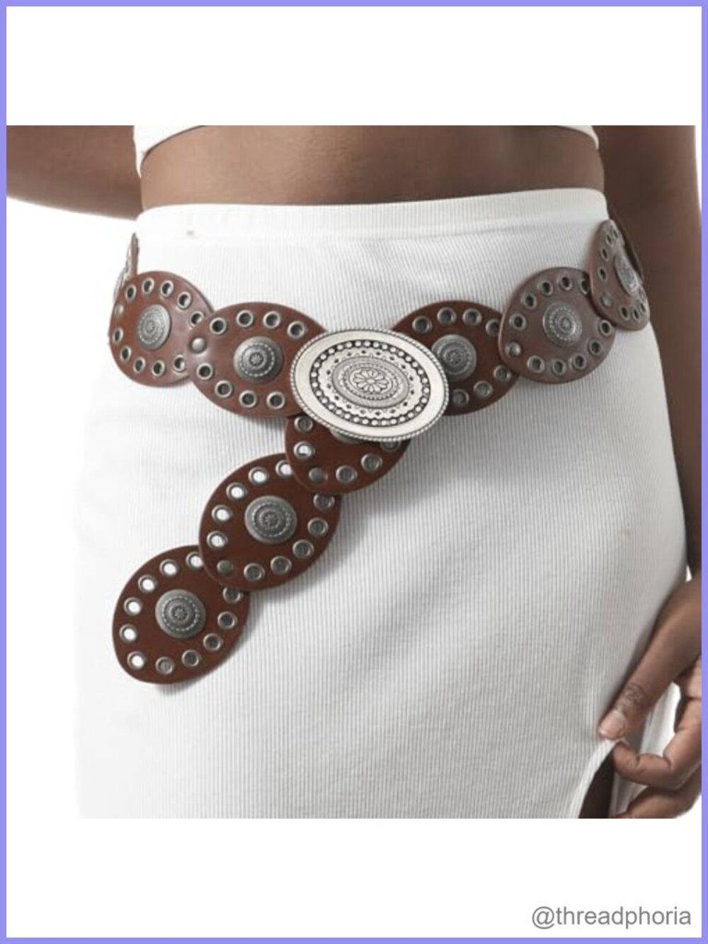 Boho Metal Concho Chain Belt Turquoise Western Cowgirl for Dresses Jeans